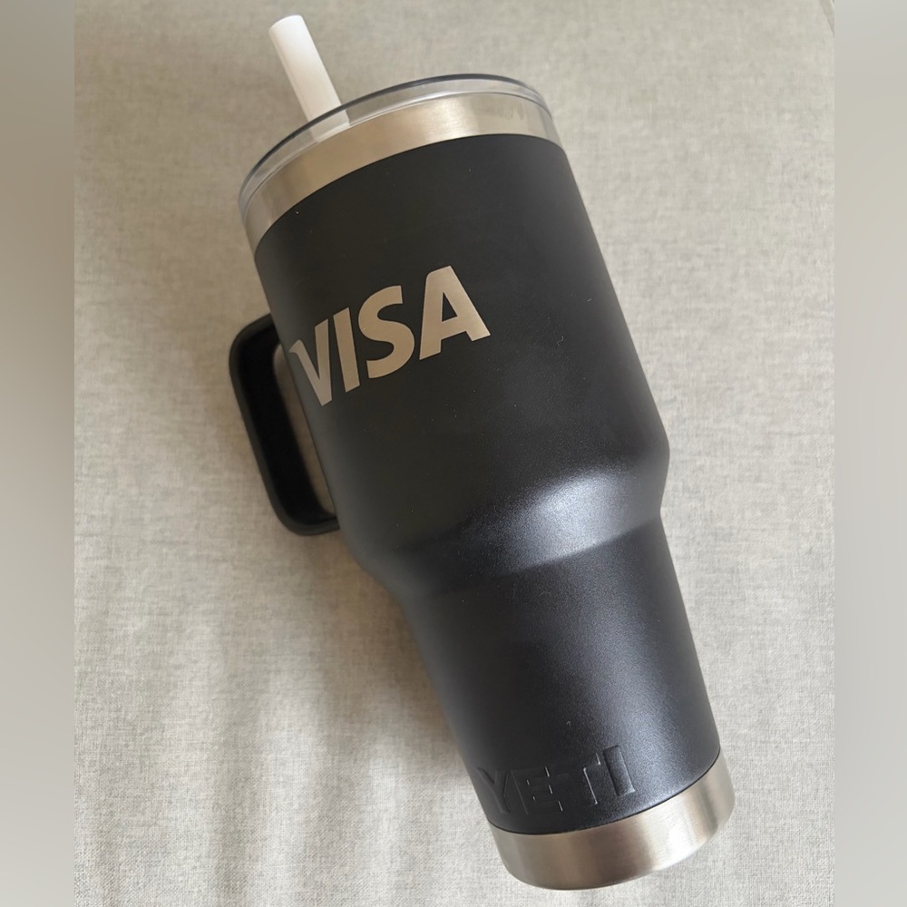 YETI Black Tumbler with Handle & Straw